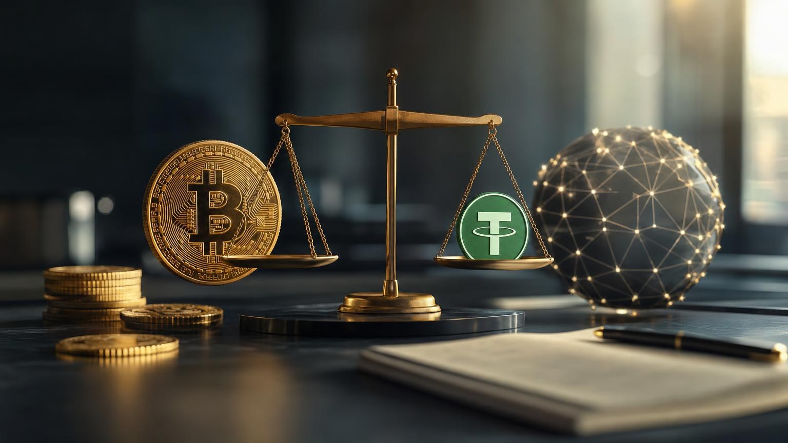 How the Final BTC-to-USDT Exchange Rate Is Calculated 1 A calculator comparing a BTC market quote, spread, service fees, and network costs with the final amount received in USDT